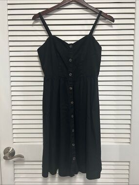 Old Navy Linen Blend Cami Black Mini Dress
